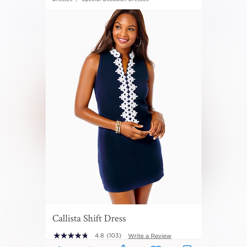 Lilly Pulitzer Callista Dress Navy Size Large L NWT